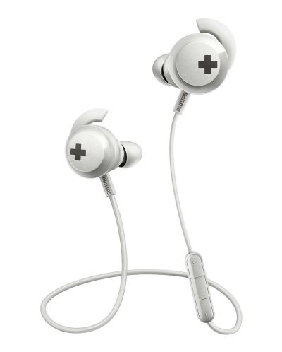 Безжични слушалки с микрофон Philips - Bass+ SHB4305, бели - 1