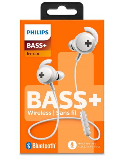 Безжични слушалки с микрофон Philips - Bass+ SHB4305, бели - 3
