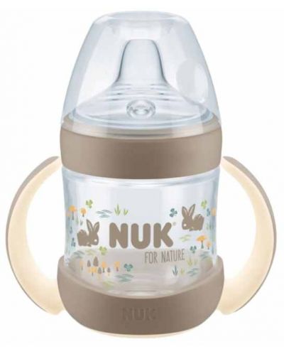 Шише за сок със силиконов накрайник NUK for Nature - 150 ml, крем - 1