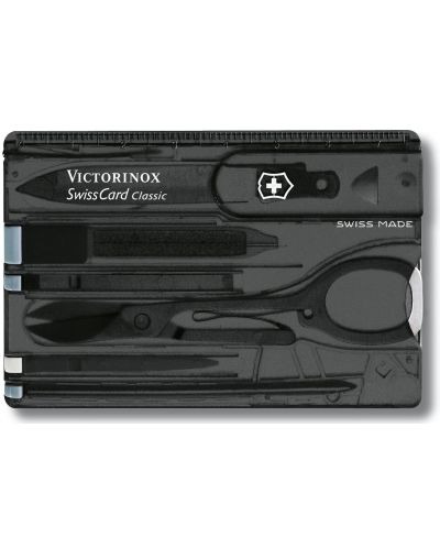 Швейцарски джобен нож-карта Victorinox SwissCard - Черен, 10 функции - 1
