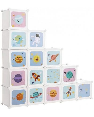 Шкаф за играчки Euzel - Космос, с 16 кубчета - 1