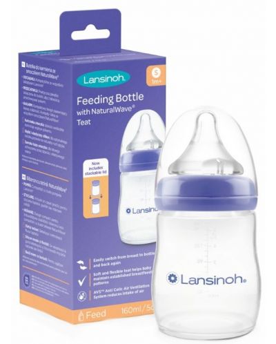 Шише с биберон Lansinoh - NaturalWave, 160 ml