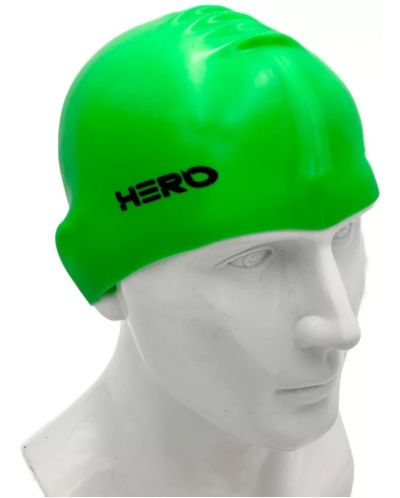 Шапка за плуване HERO - Silicone Swimming Helmet, зелена - 2