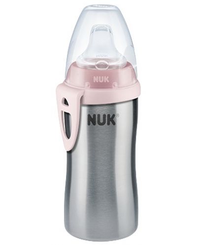 Шише със силиконов накрайник Nuk - Active Cup, с термоефект, 215 ml, розово - 1