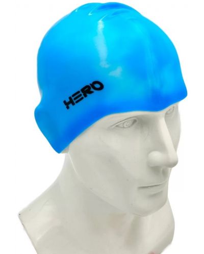 Шапка за плуване HERO - Silicone Swimming Helmet, светлосиня - 2