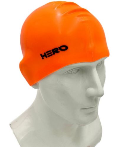 Шапка за плуване HERO - Silicone Swimming Helmet, оранжева - 2