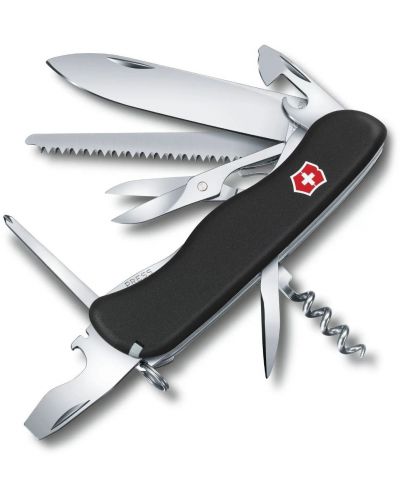 Швейцарски джобен нож Victorinox - Outrider, черен, блистер - 1