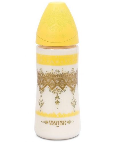 Шише за хранене Suavinex Premium - Жълто, 360 ml