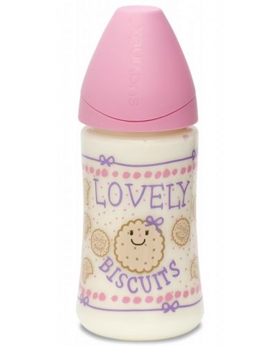 Шише за хранене Suavinex - Pink biscuits, 270 ml