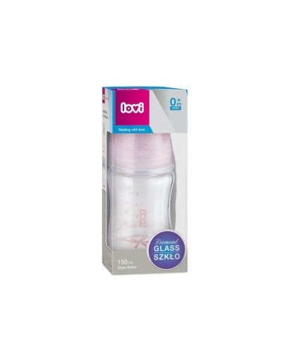 Шише Lovi - Baby Shower, стъклено, 150 ml, 0м+, розово - 2
