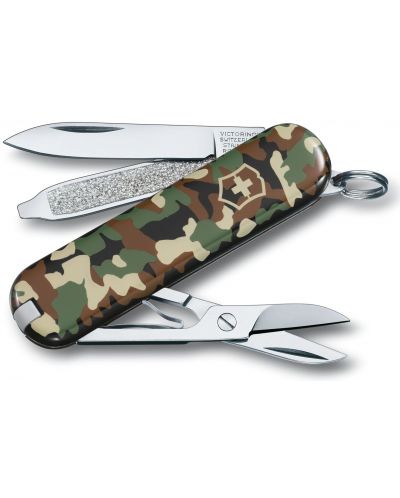 Швейцарски джобен нож Victorinox - Classic SD, 7 функции, камуфлаж - 1