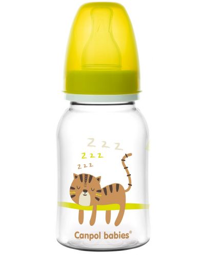 Шише за хранене Canpol - Жълто, 125 ml