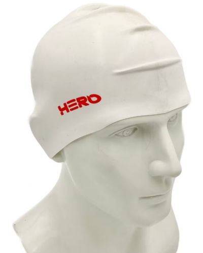 Шапка за плуване HERO - Silicone Swimming Helmet, бяла - 2