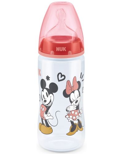 Шише Nuk First Choice - Mickey Mouse, със силиконов биберон, 300 ml - червен - 1