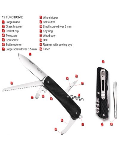 Швейцарски джобен нож Ruike M32-B - 15 функции - 3