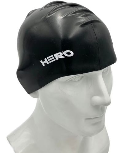 Шапка за плуване HERO - Silicone Swimming Helmet, черна - 2
