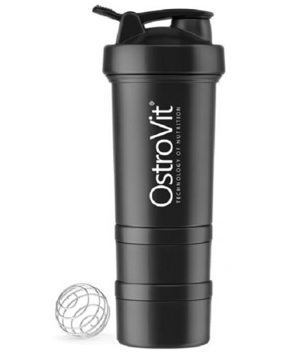 Шейкър OstroVit - Premium 3 in 1, 450 ml, черен - 1