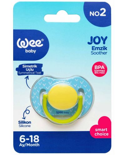 Силиконова залъгалка Wee Baby - Joy, 6-18 месеца, синя - 3