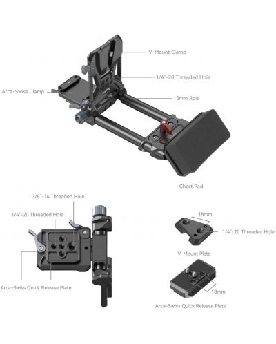 Система за монтаж на V-Mount батерия SmallRig  - 4063, черна - 3