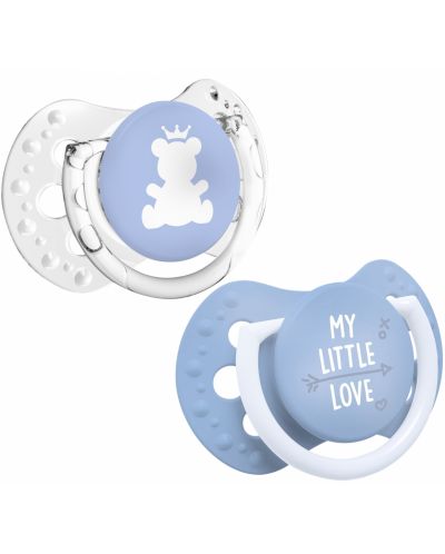 Силиконова залъгалка Lovi - My Little Love, 0-2 месеца, 2 броя, синьо