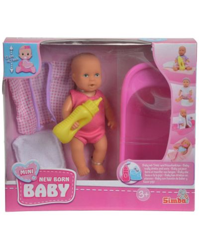 Кукла-бебе Simba Toys New Born Baby - С аксесоари за къпане, 12 cm - 2