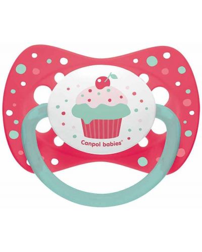 Силиконова залъгалка Canpol - Cupcake, 6-18 месеца, розова - 1
