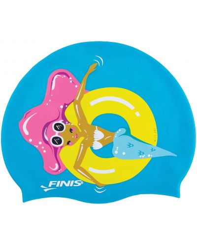 Силиконова шапка за плуване Finis - Русалка, с розова коса - 1