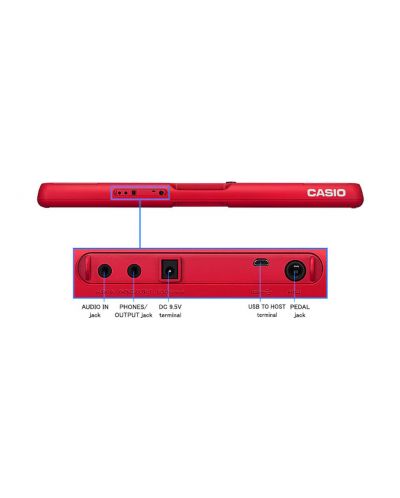 Синтезатор Casio - CT-S200RDC7, с адаптор, червен - 2