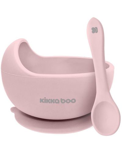 Силиконова купа с лъжица KikkaBoo - Yummy, Pink - 1