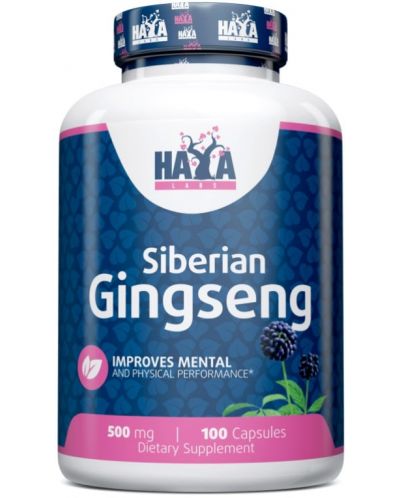 Siberian Ginseng, 500 mg, 100 капсули, Haya Labs - 1