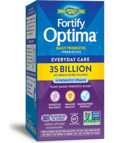 Fortify Optima Everyday Care Probiotic + Prebiotic, 30 капсули, Nature's Way - 1
