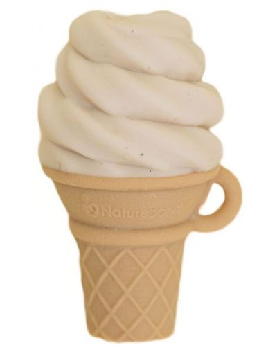 Силиконова гризалка NatureBond - С форма на сладолед ванилия, с подарък клипс - 1