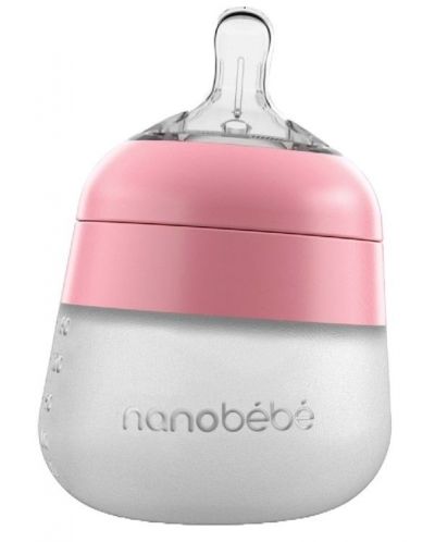 Силиконова бутилка Nanobebe - Flexy, 150 ml, розова - 1