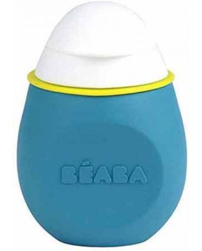 Силиконово шише за многократна употреба Beaba - BabySqueez, 180 ml, Синьо - 1
