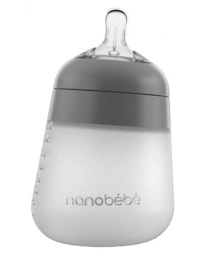 Силиконова бутилка Nanobebe - Flexy, 270 ml, сива - 1