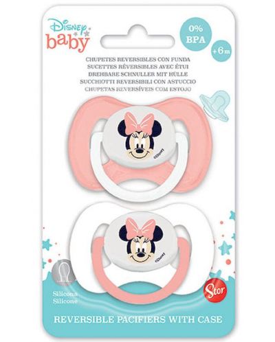 Силиконови залъгалки Stor - Minnie Indigo Dreams, 0-6 м, 2 броя - 2