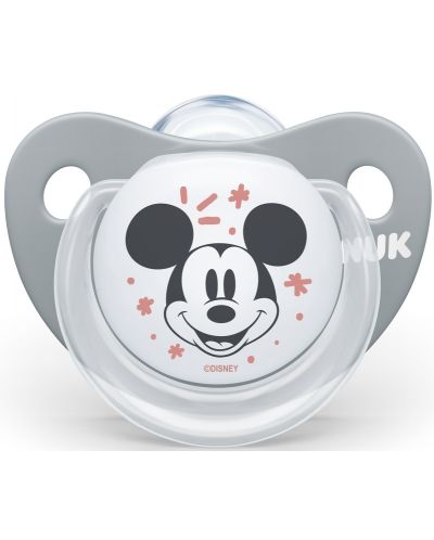 Силиконова залъгалка Nuk - Mickey, 6-18 месeца, сива - 1