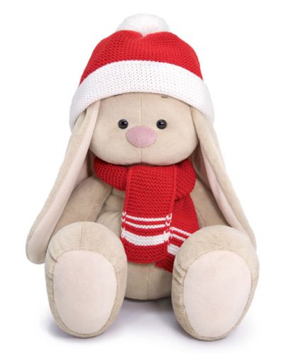 Плюшена играчка Budi Basa - Зайка Ми, с коледен шал и шапка, 34 cm - 1