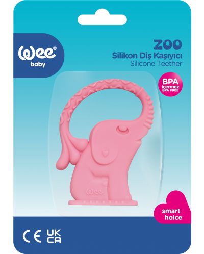 Силиконова гризалка Wee Baby - Zoo, слон, розова - 2