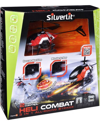 Хеликоптер Silverlit - Изстрелващ шайби, с дистанционно управление - 1
