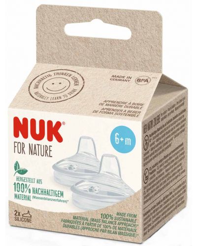 Силиконови накрайници за шише NUK for Nature - 6+ месеца, 2 броя - 2