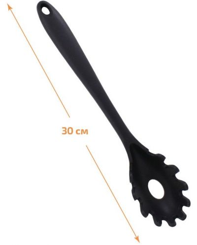 Силиконова лъжица за спагети Elekom - EK-2116, 30 cm, черна - 2