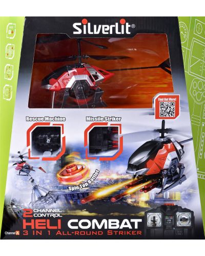 Хеликоптер Silverlit - Изстрелващ шайби, с дистанционно управление - 3