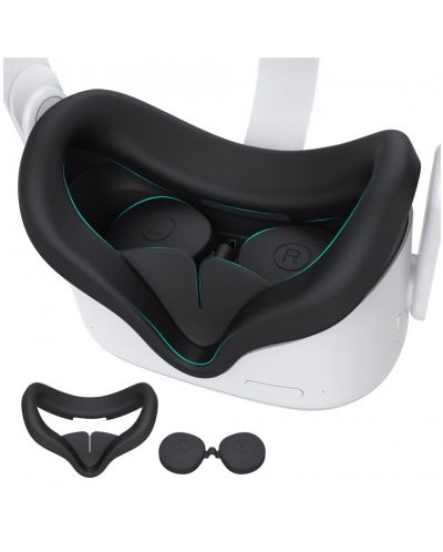 Силиконов протектор за лице Kiwi Design - Oculus Quest 2, черен - 1