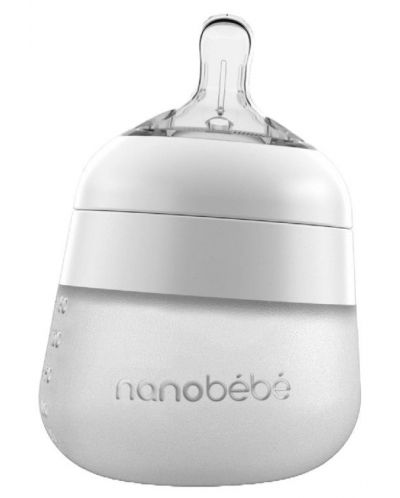 Силиконова бутилка Nanobebe - Flexy, 150 ml, бяла - 1