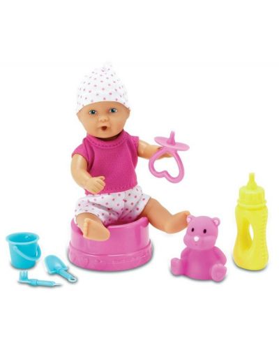 Пишкаща кукла-бебе Simba Toys New Born Baby - С количка и аксесоари, 12 cm - 1