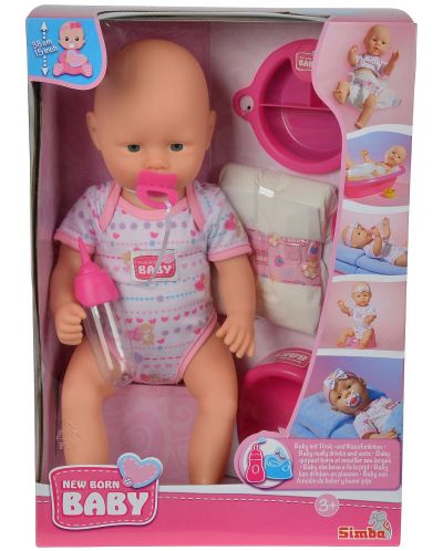 Пишкаща кукла-бебе Simba Toys New Born Baby - С гърне и аксесоари. 38 cm - 2