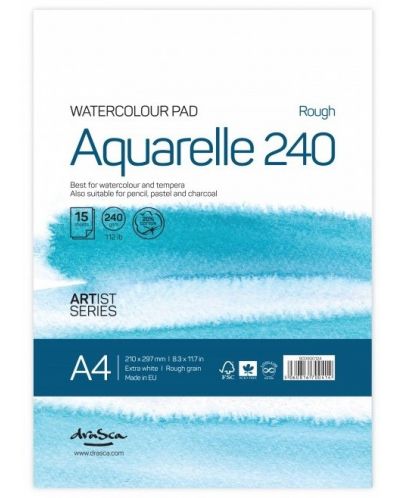 Скицник за водни бои Drasca Watercolour pad - A4, 15 л - 1