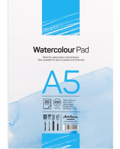 Скицник за водни бои Drasca Watercolour pad - 20 л, А5 - 1