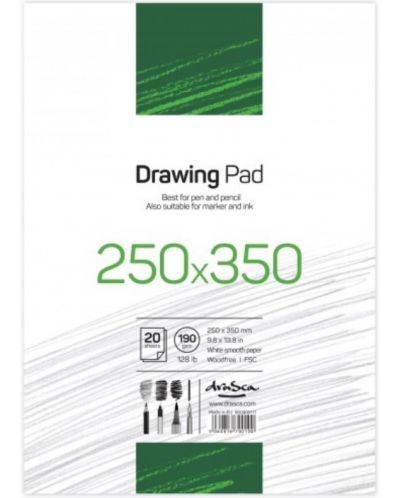 Скицник Drasca Drawing pad - 20 листа, бели листове, 25 х 35 cm - 1
